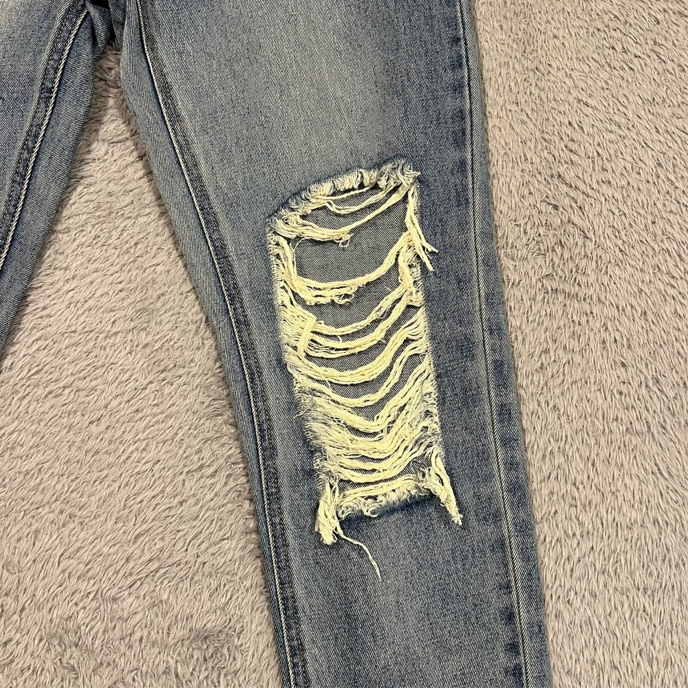 AFRM Jeans‎ Destroyed Distressed 5-Pocket Blue Denim Button Fly Women's 25 30x28 - Picture 4 of 15